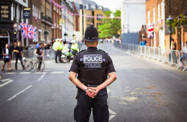 Police standing on road