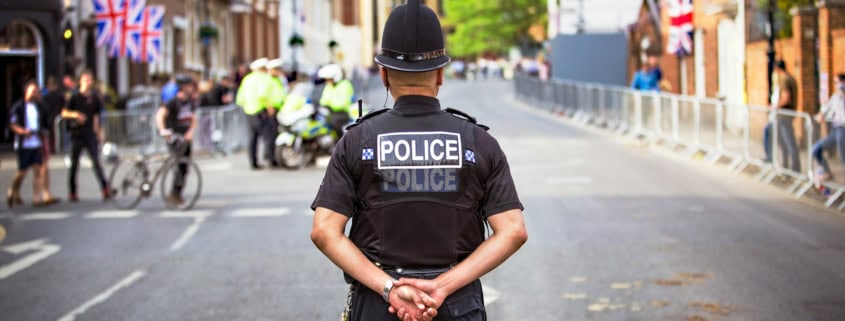 Police standing on road